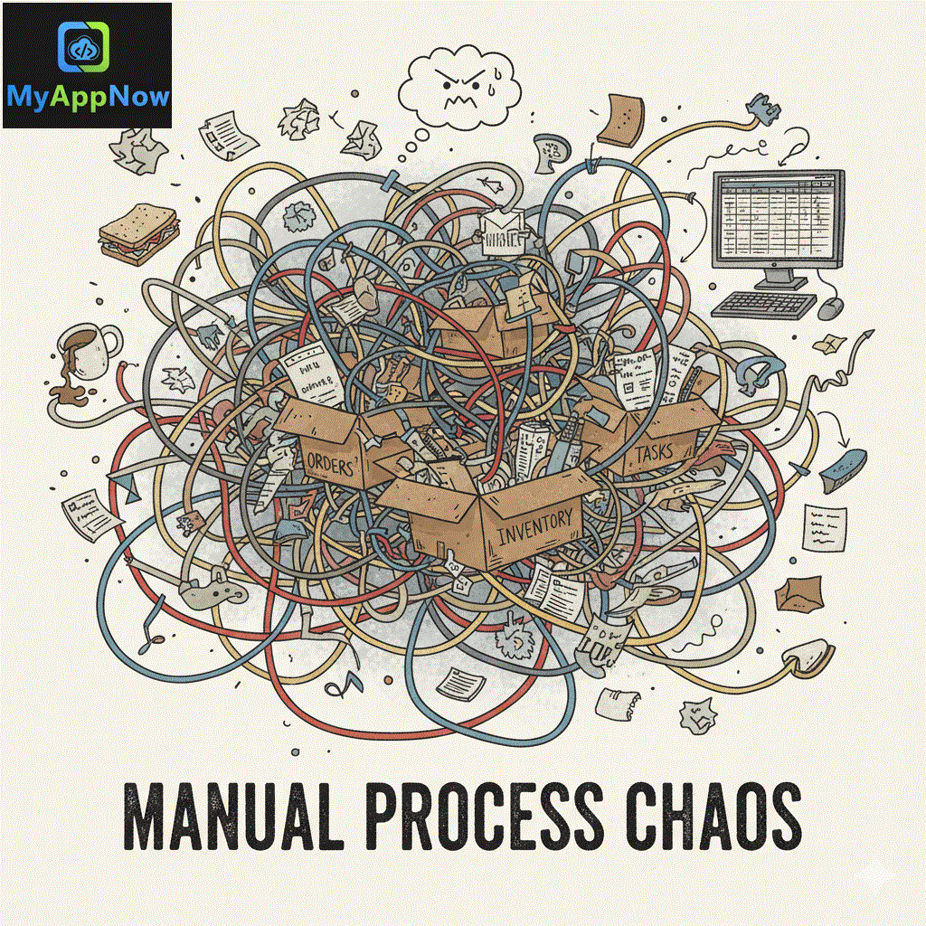A messy, chaotic manual process